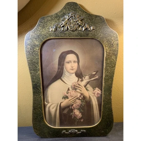 Vintage St. Therese Of Lisieux Ornate Framed Print, 8 X 10 Picture Flowers - Picture 9 of 12